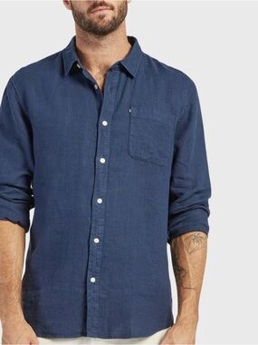 The Academy Brand Men’s Hampton shirt - blue linen size M